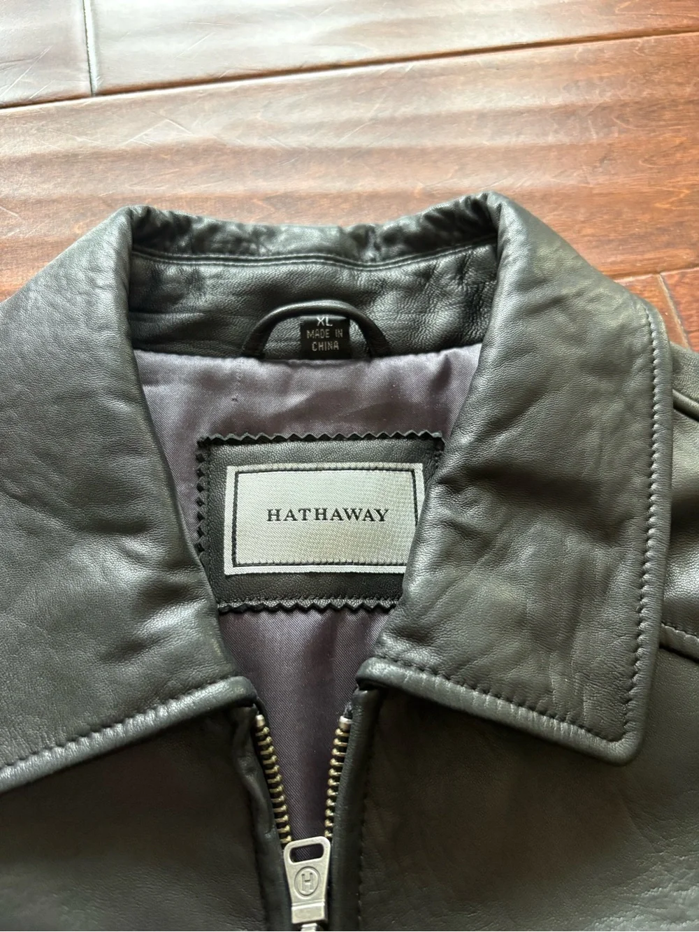 Hathaway Men’s Leather Zip-Front Jacket - Black